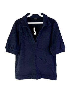 New Talbots Boxy Jersey Polo Shirt Navy Blue